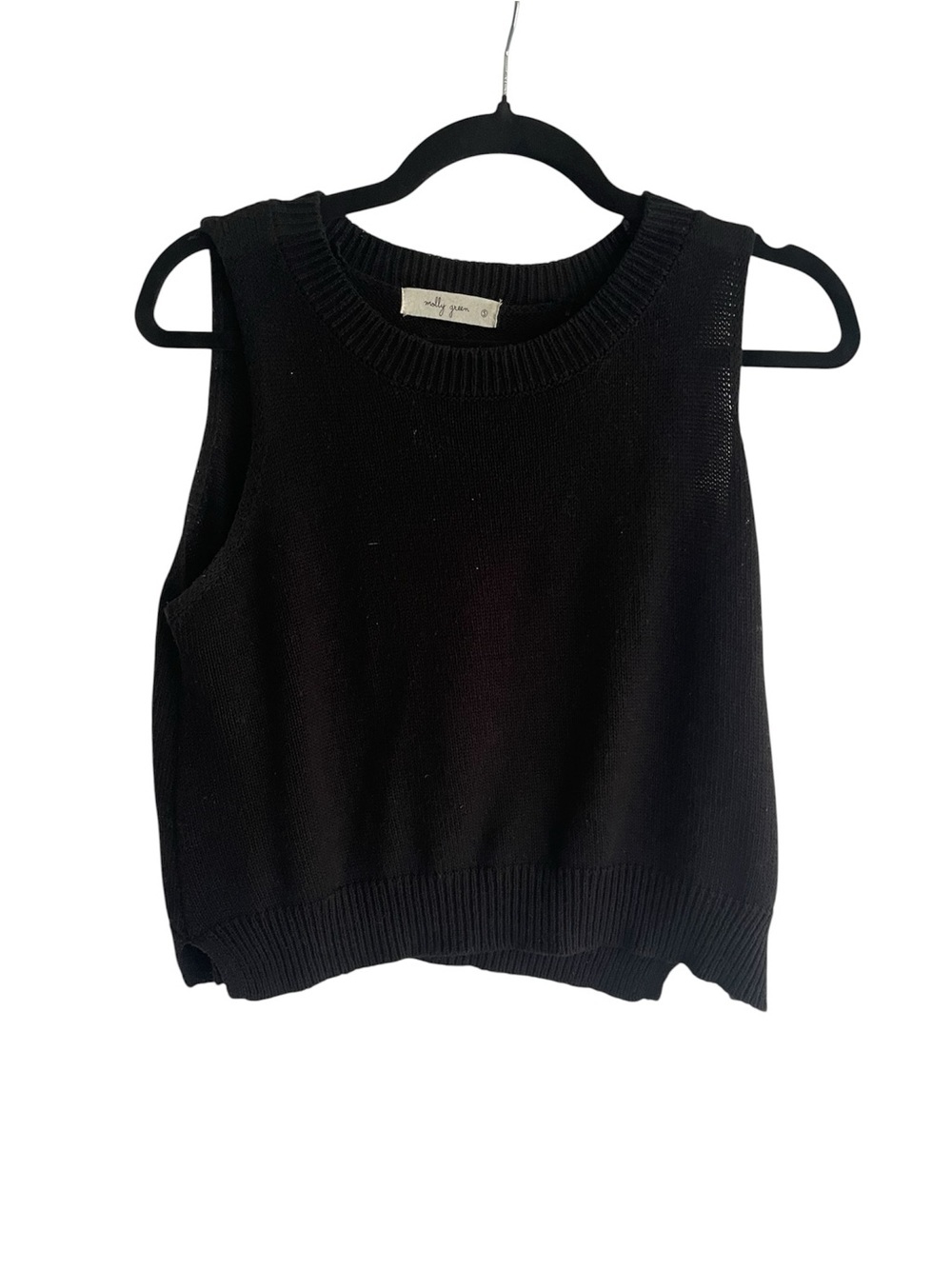 Molly Green Black Knit Sweater Vest Top Size Small Academia Preppy Versatile